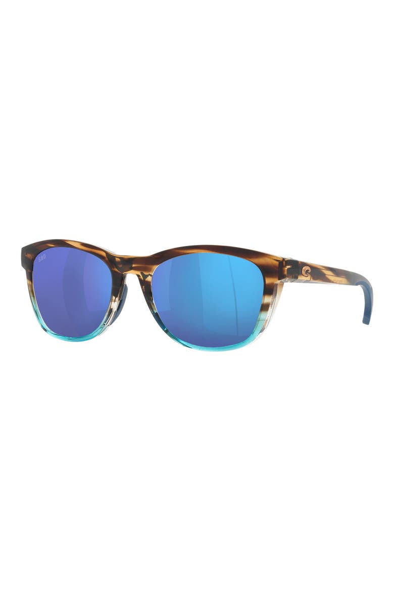Aleta 54mm Mirrored Polarized Round Sunglasses, Alternate, color, BLUE MIRROR