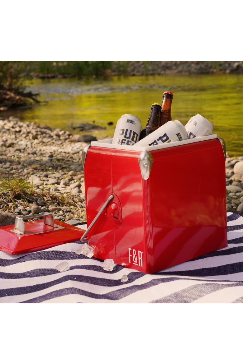 Vintage Metal Cooler, Alternate, color, Red