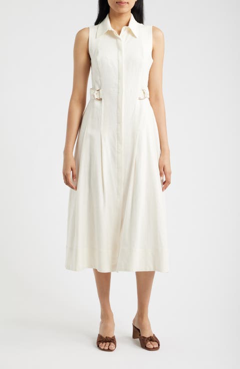 Sleeveless Linen Blend Midi Dress