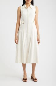 Anne Klein Sleeveless Linen Blend Midi Dress