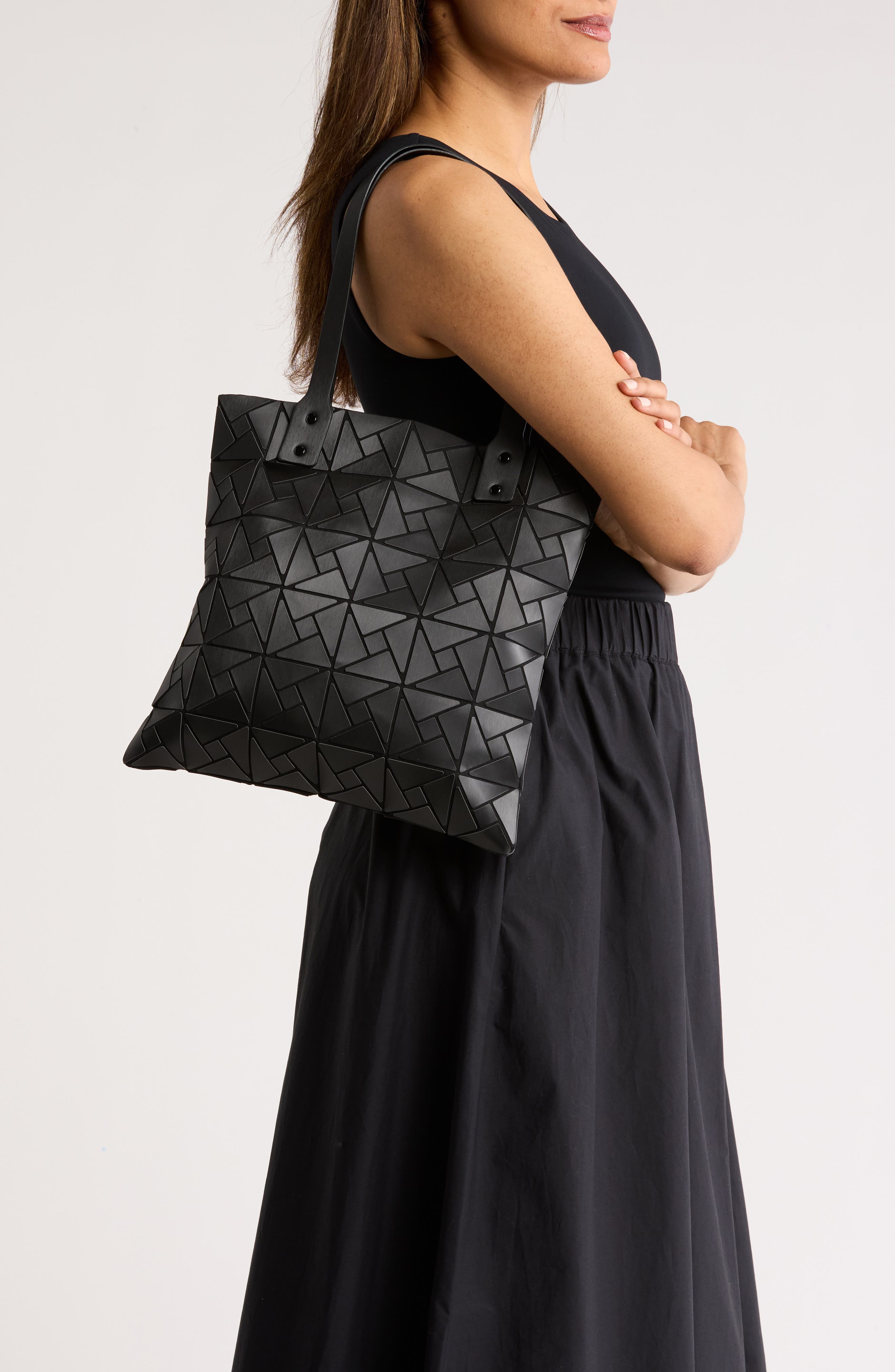 PATRIZIA LUCA Box Pattern Tote Bag, Alternate, color, Matte Black