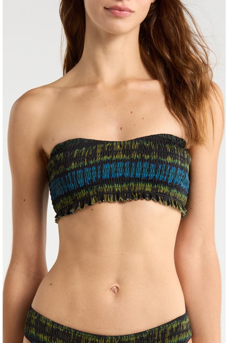 Marseille Tie Dye Smocked Bikini Top, Main, color, LAGOON