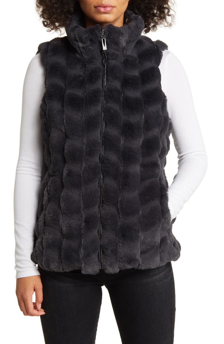 Via Spiga Reversible Faux Fur Vest, Main, color, 