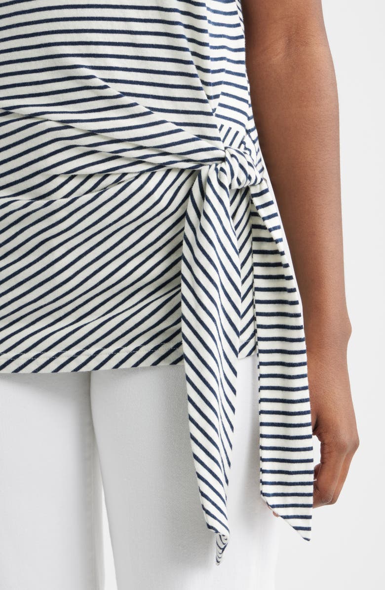 Rails Gabbie Tie Waist Top, Alternate, color, Ivory Navy Micro Stripe