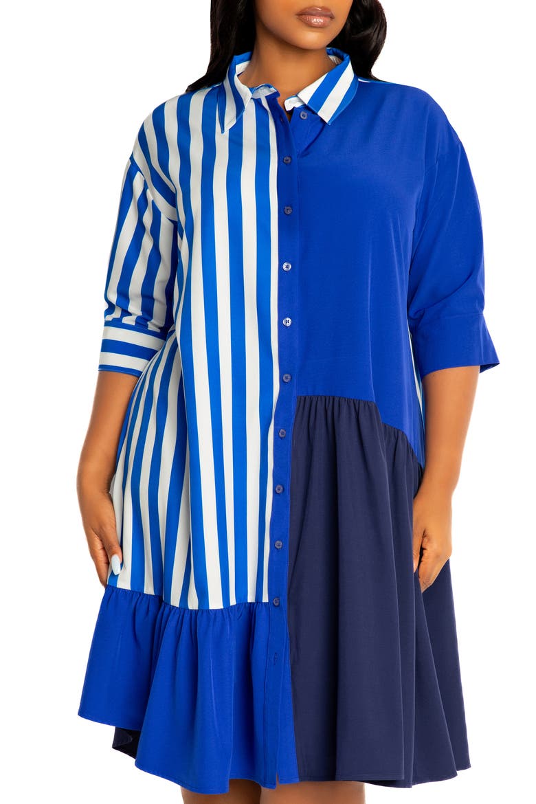 Mixed Print Shirtdress, Alternate, color, BLUE MULTI