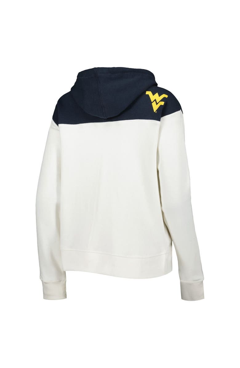 PRESSBOX Women's Pressbox White/Navy West Virginia Mountaineers Chicago 2-Hit Yoke Pullover Hoodie, Alternate, color,