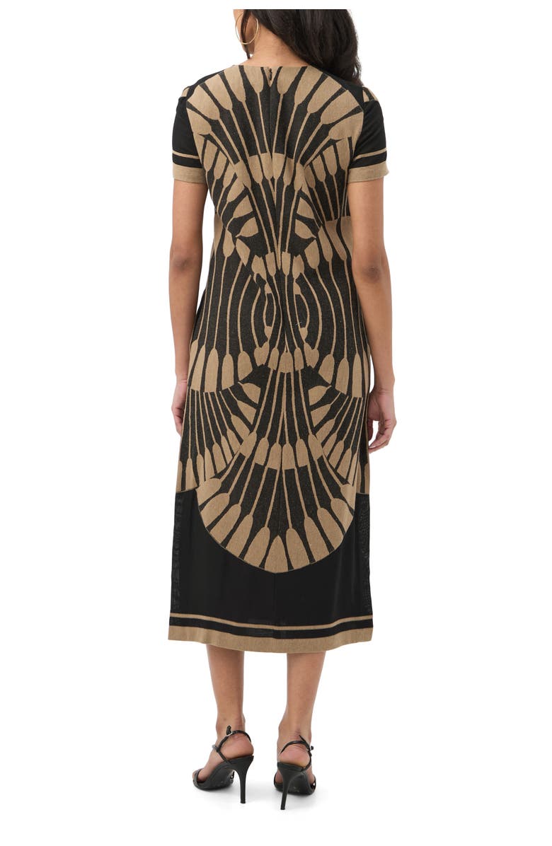 Trina Turk Sugarita Printed Midi T-Shirt Dress, Alternate, color, Black/Camel