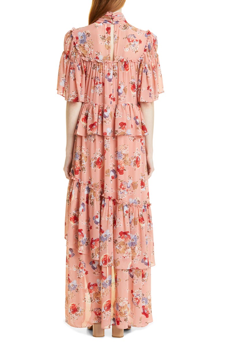 Cinq à Sept Jamie Floral Print High-Low Maxi Dress, Alternate, color, 
