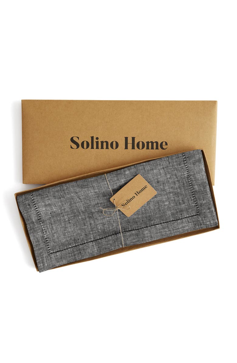 Solino Home Linen Table Runner for Dining Table, Holiday and Everyday Table Decor - Milan, Alternate, color, Chambray Black