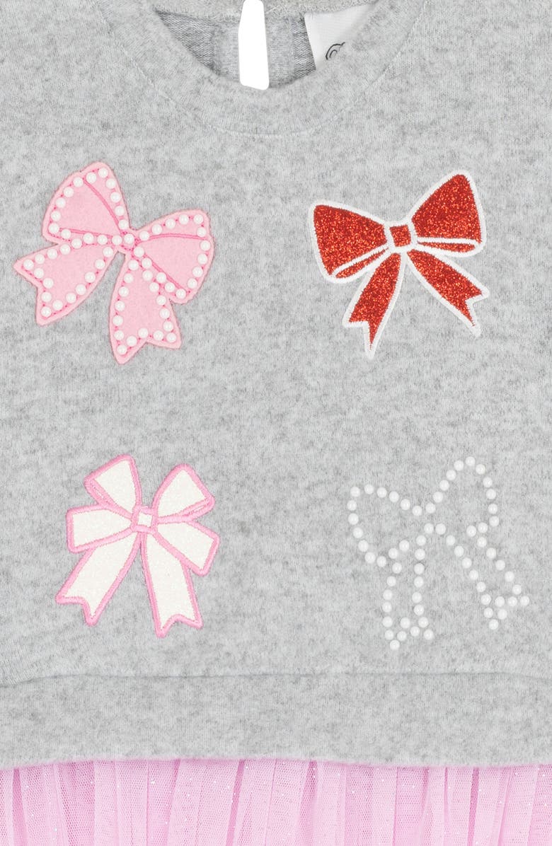 Rare Editions Holiday Bow Top & Leggings Set, Alternate, color, Gray