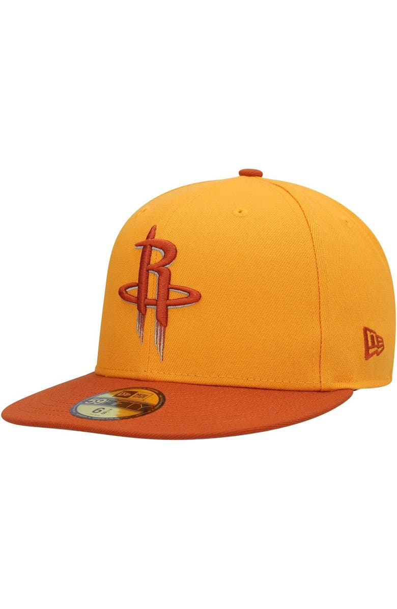 New Era Men's New Era Gold/Rust Houston Rockets 59FIFTY Fitted Hat, Alternate, color,