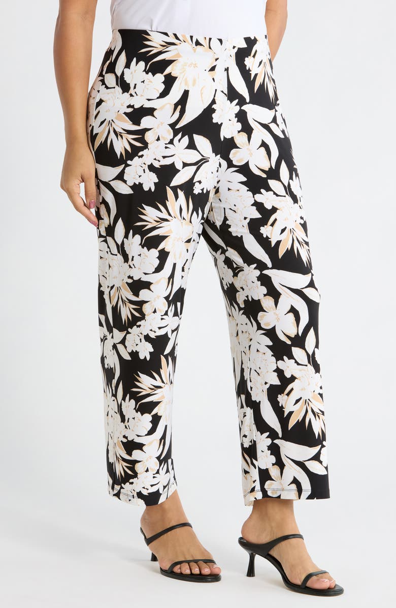 AK ANNE KLEIN Print Knit Crop Wide Leg Pants, Alternate, color, Anne Black Multi