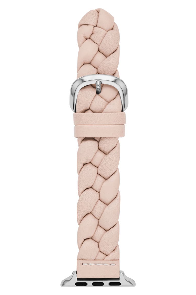 braided leather 20mm Apple Watch® watchband, Main, color, BLUSH