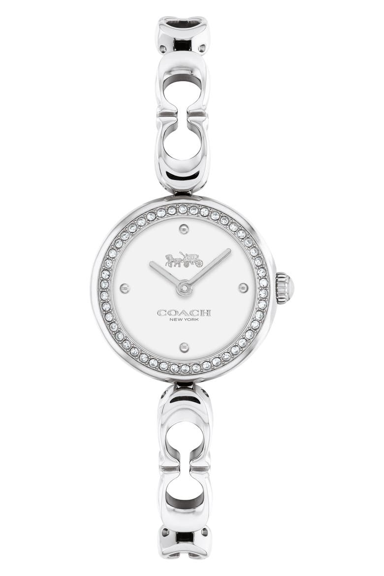 Gracie Crystal Bracelet Watch, 23mm, Main, color, WHITE