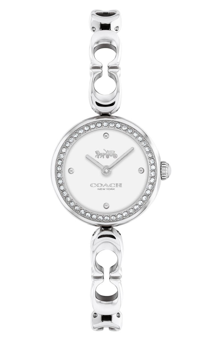 COACH Gracie Crystal Bracelet Watch, 23mm, Main, color, White