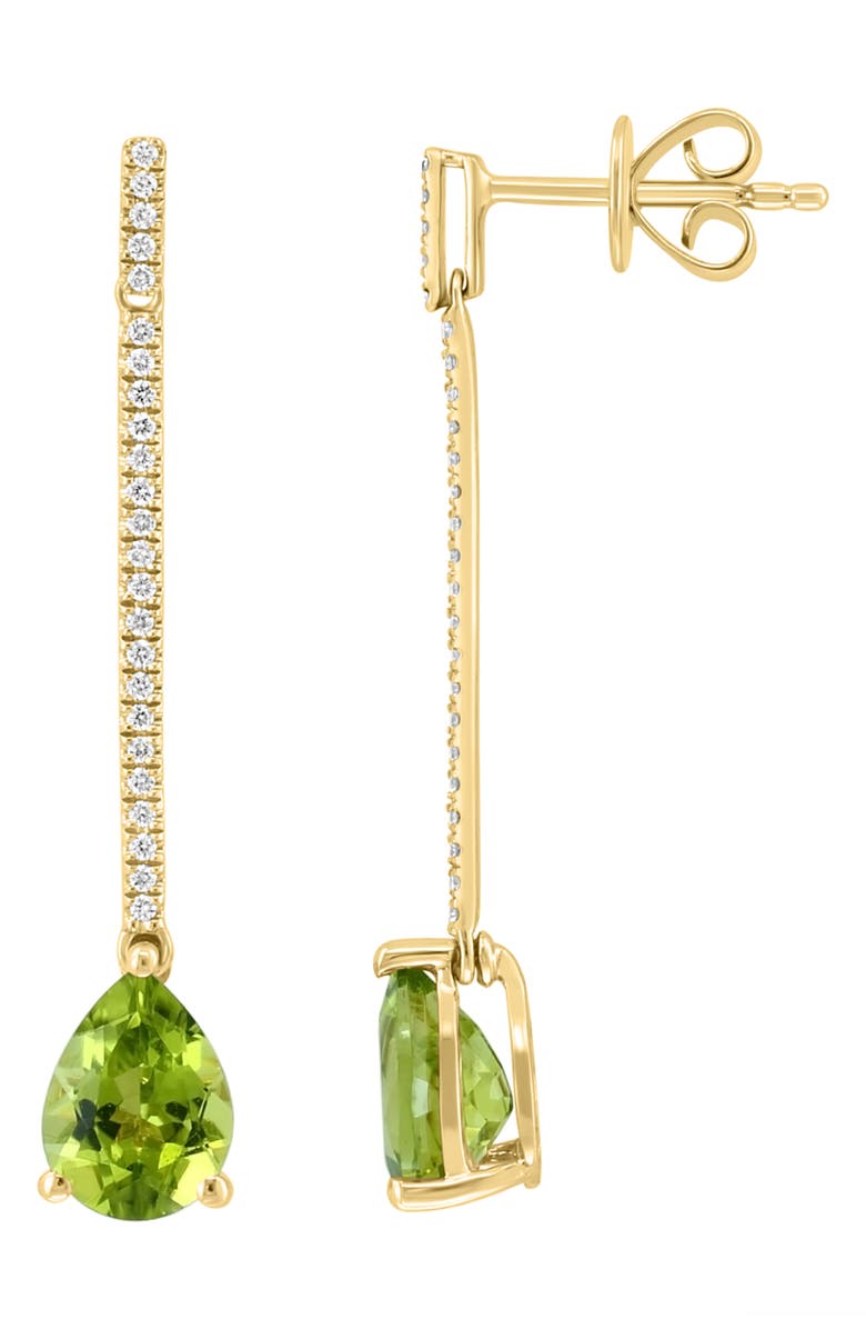 EFFY Diamond & Peridot Linear Drop Earrings, Alternate, color, Green