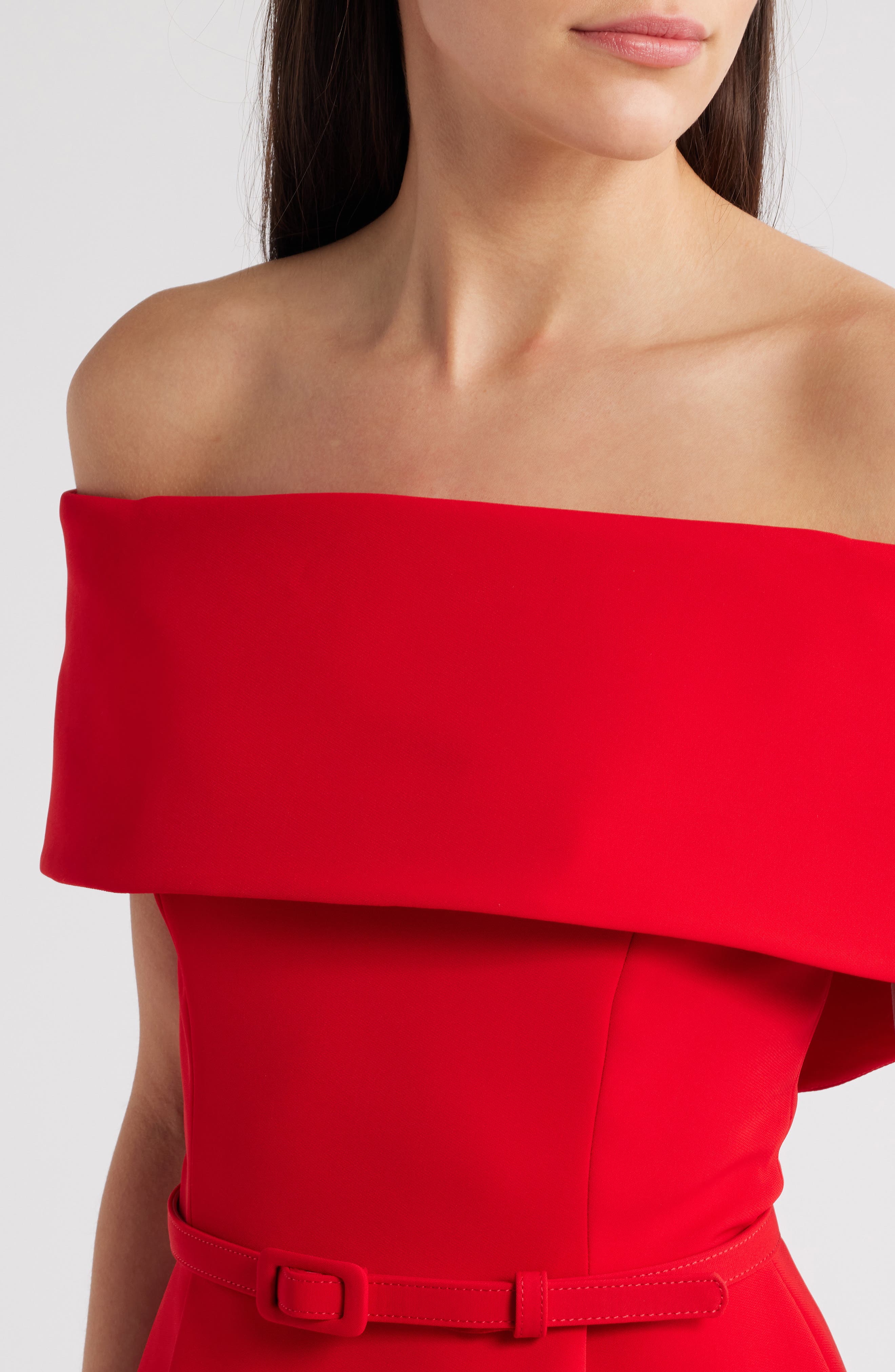calvin klein off the shoulder red dress Calvin Klein Red one shoulder dress M (8-10)
