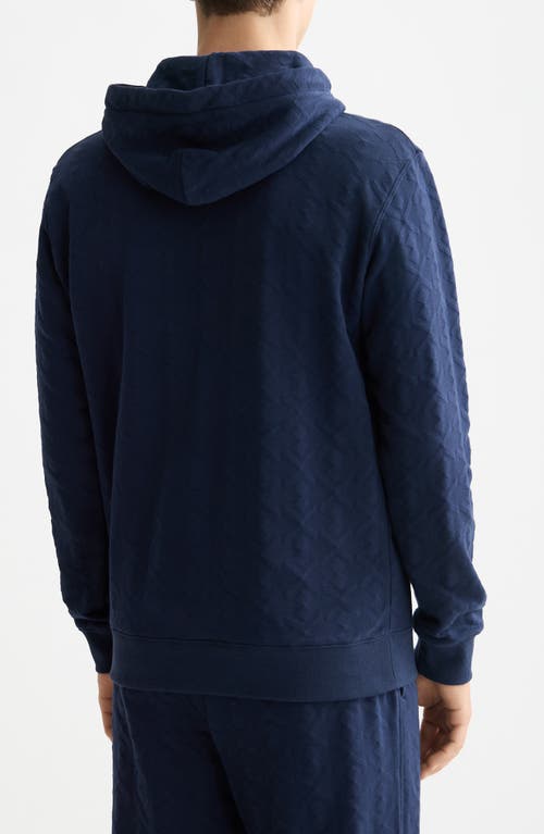 Scotch & Soda Geo Jacquard Terry Hoodie In Blue