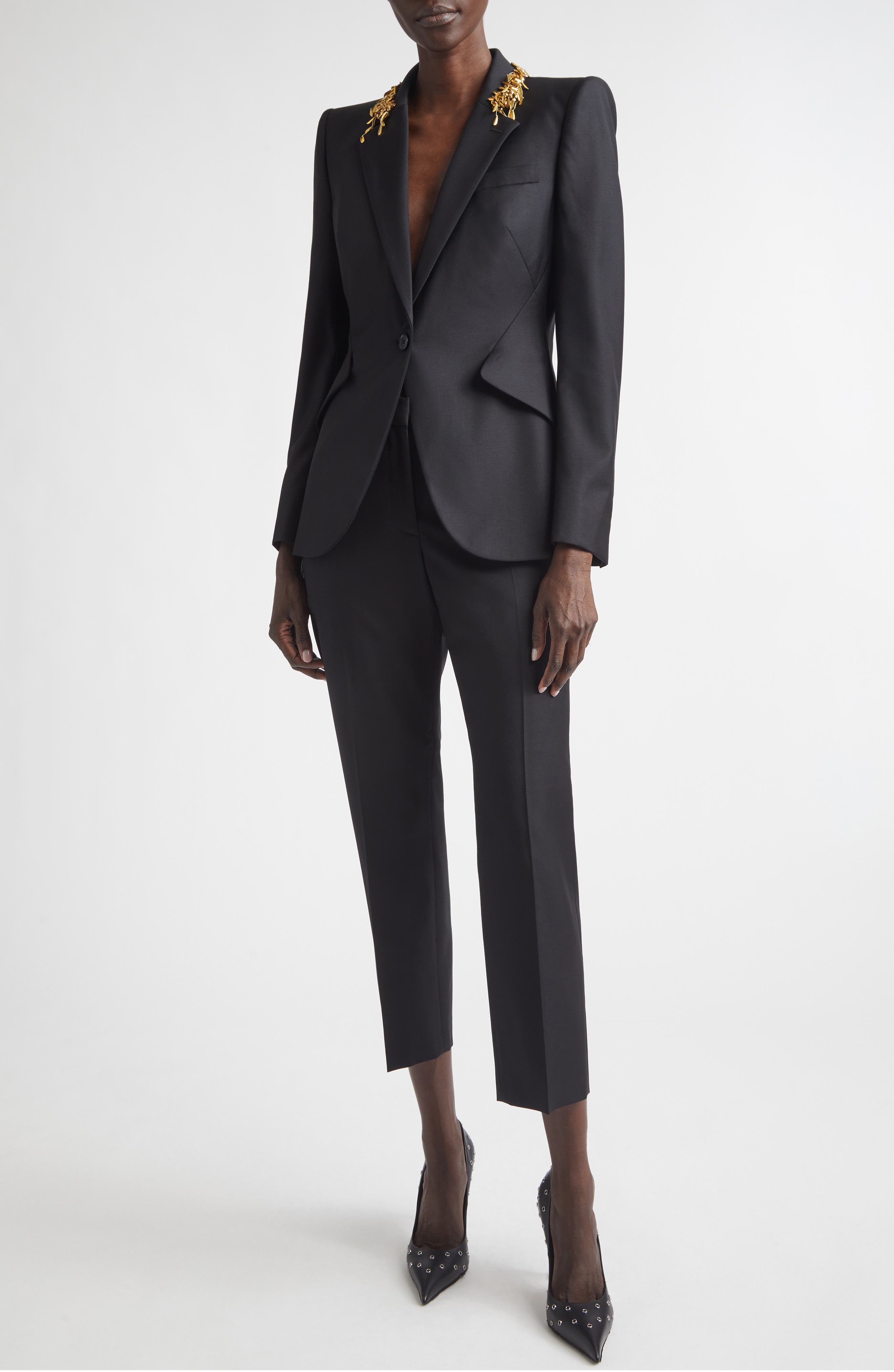 Embellished Collar Wool Jacket - image 2