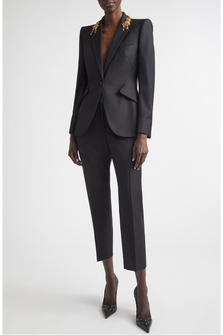 Embellished Collar Wool Jacket, Alternate, color, BLACK