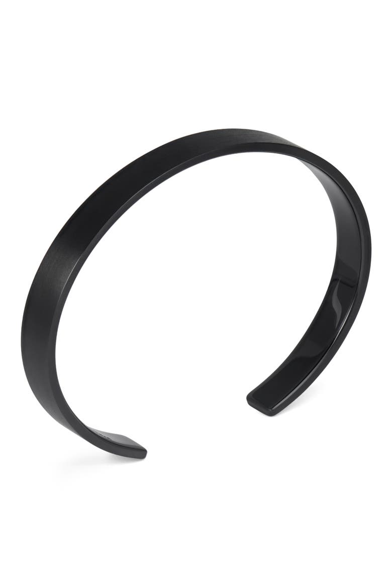 Men's 9G Brushed Titanium Ribbon Cuff Bracelet, Alternate, color, BLACK