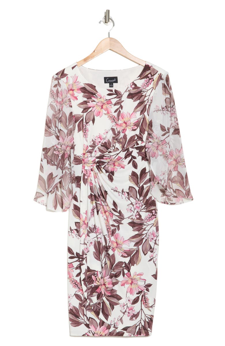 Connected Apparel Tulip Sleeve Faux Wrap Dress, Alternate, color,