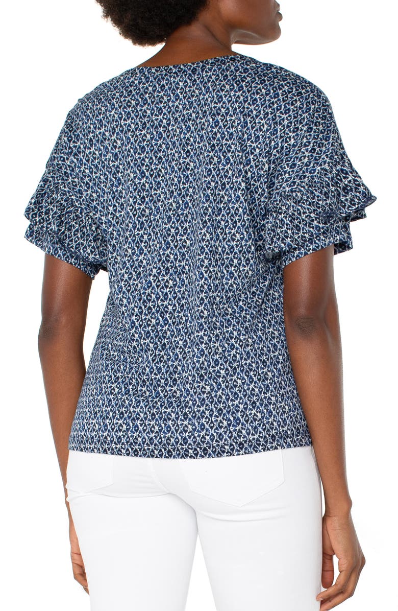 Liverpool Los Angeles Batik Tiered Ruffle Sleeve Jersey Top, Alternate, color, 