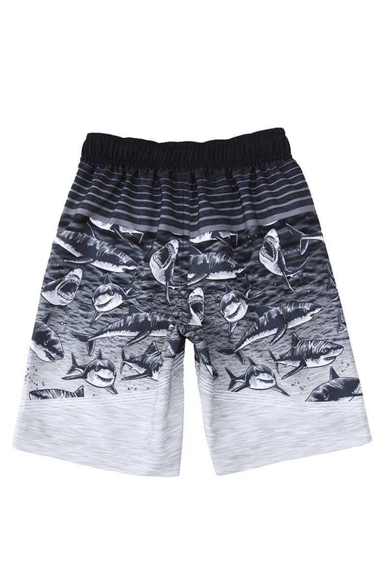 Rokka&Rolla Kids' 4-Way Stretch Swim Trunks with Mesh Lining, Alternate, color, Gray Shark
