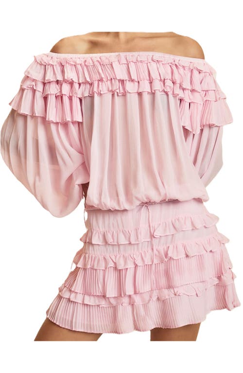 Cynthia Rowley Ruffle Pleated Micro Skirt In Pink