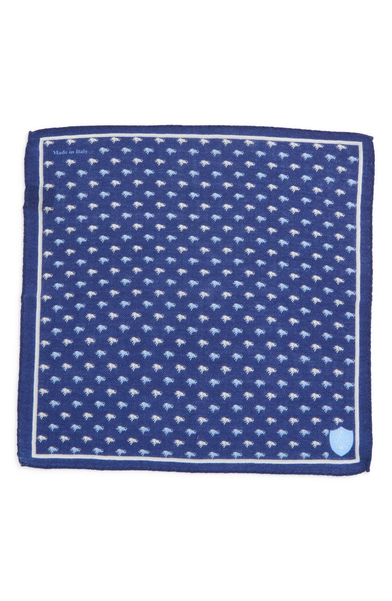 CLIFTON WILSON Print Wool Pocket Square, Alternate, color, Navy