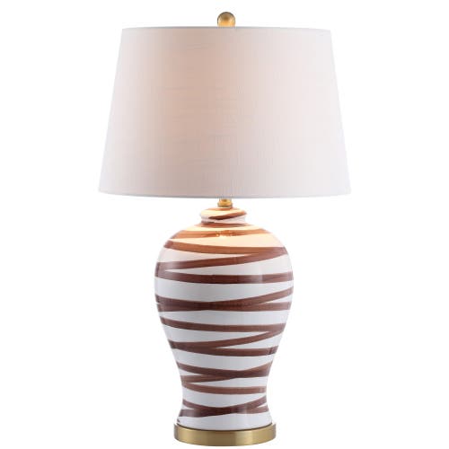 Jonathan Y Joelie 29in Ceramic Led Table Lamp In Brown/white