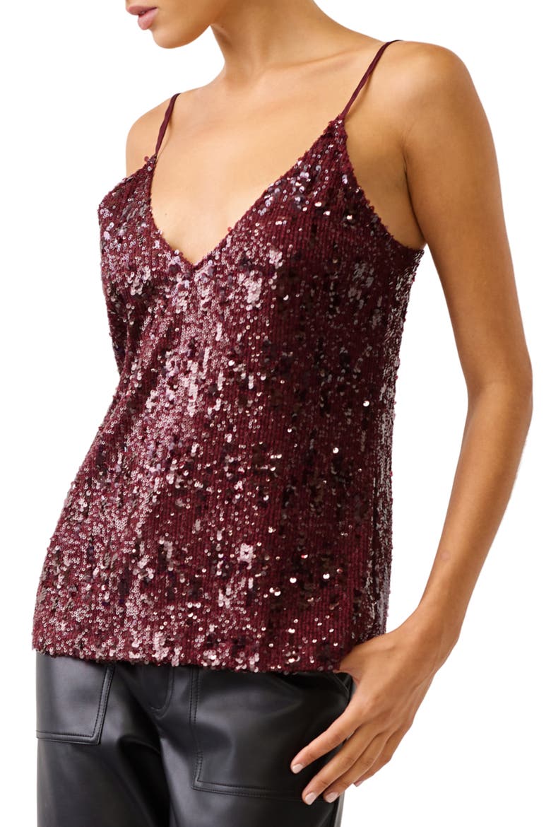 Leah Sequin Camisole, Alternate, color, MERLOT