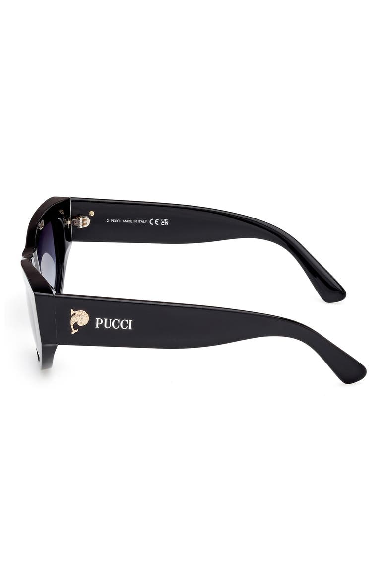 54mm Geometric Sunglasses, Alternate, color, SHINY BLACK / GRAD BLUE LENSES