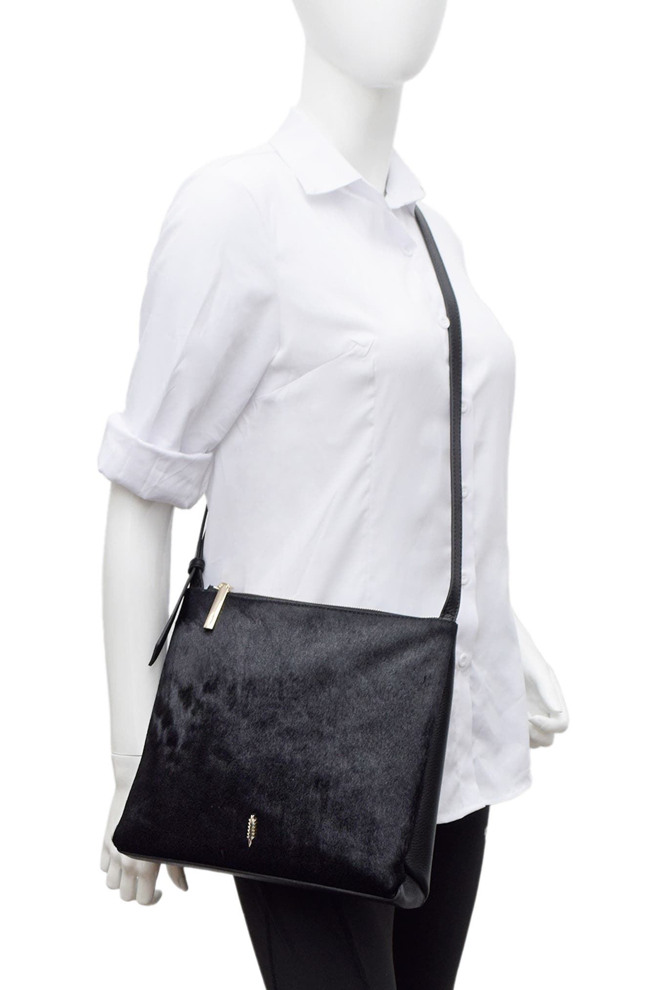 Thacker Callie Genuine Calf Hair Crossbody Bag, Alternate, color, Black