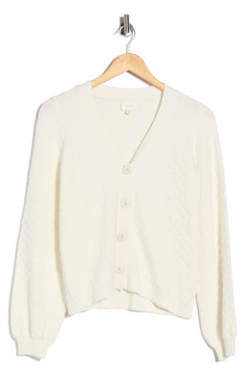 Cyrus Bow Cable Knit Cardigan In White
