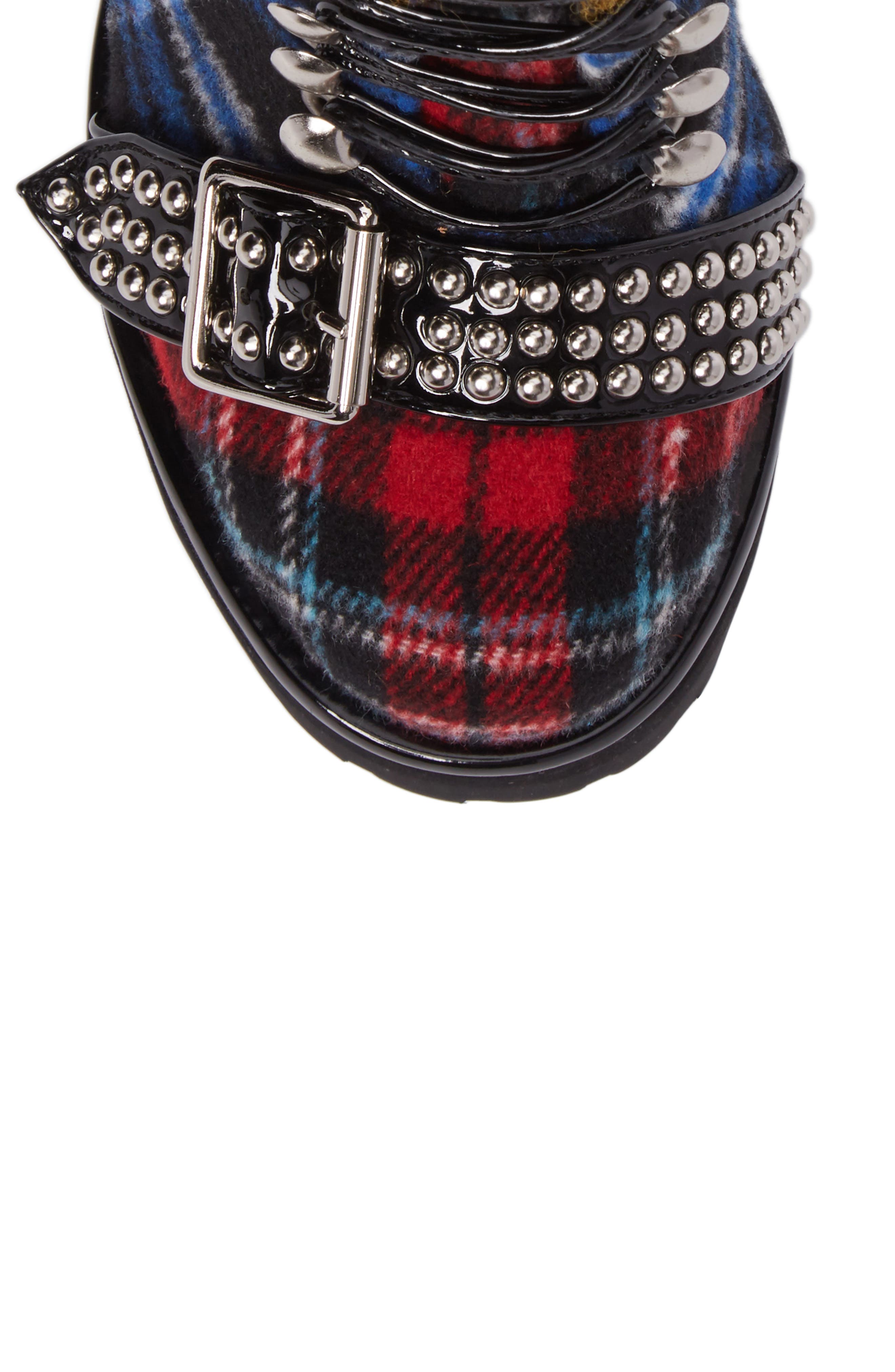 Lilith Block Heel Bootie, Alternate, color, RED PLAID FABRIC