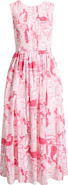 Lilly Pulitzer® Daisey Smocked Sleeveless Midi Dress