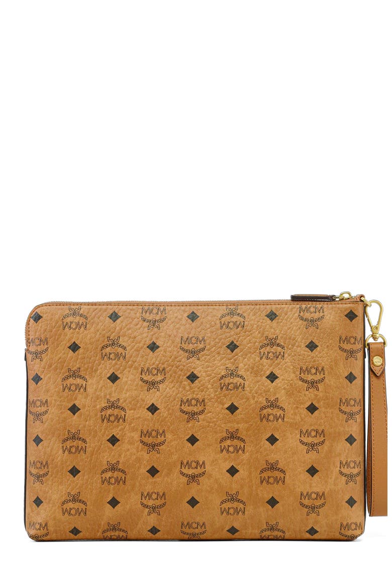 Diamond Wristlet Pouch in Visetos, Alternate, color, Brown