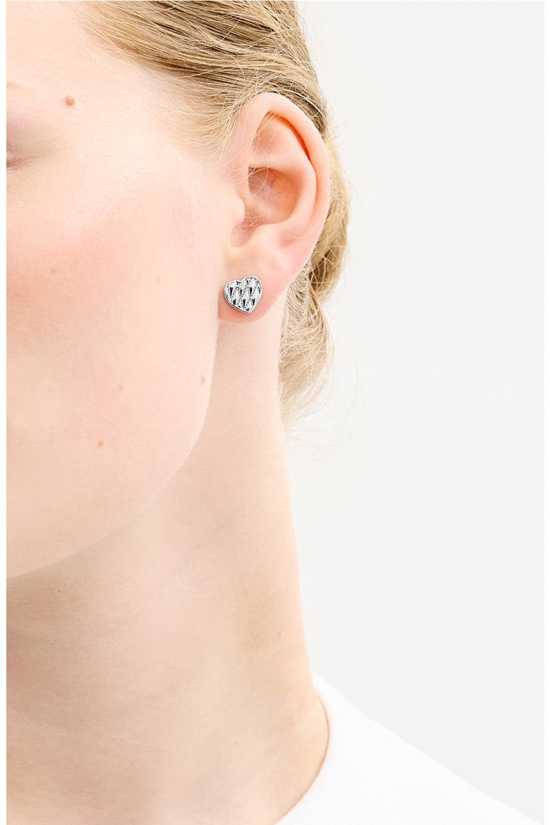 Quilted Heart Stud Earrings, Alternate, color, RHODIUM