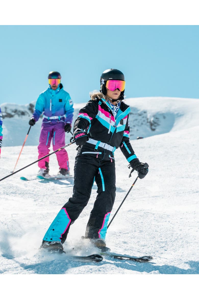Can't Touch This Shaped Women's Ski Suit, Alternate, color, Black with neon pink