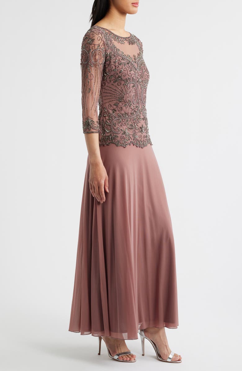 Pisarro Nights Pisaro Nights Beaded Mesh Mock Two-Piece Gown, Alternate, color, Mauve 661