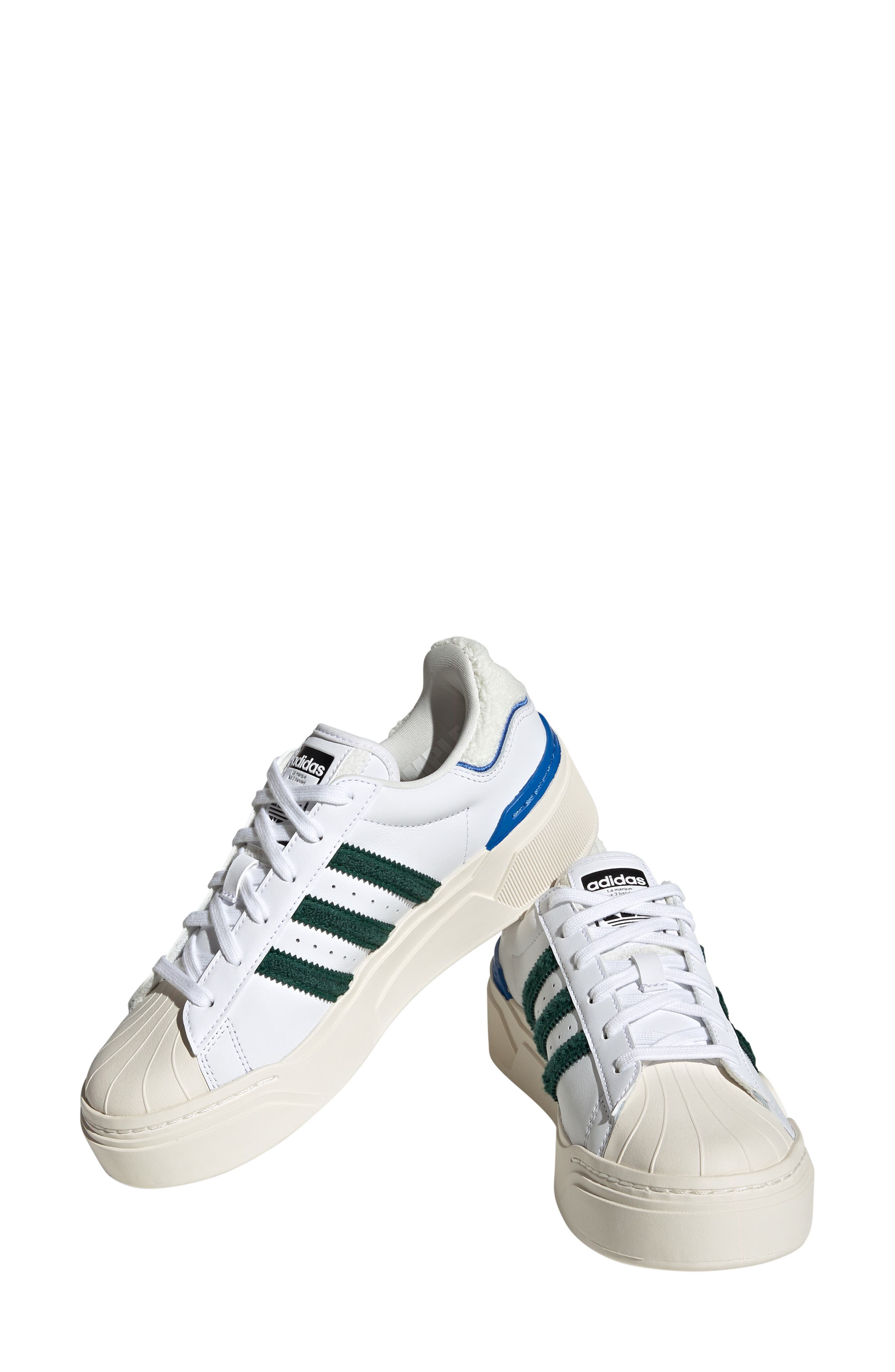 adidas Superstar Bonega 2B Platform Sneaker, Main, color, White/ Green/ Royal