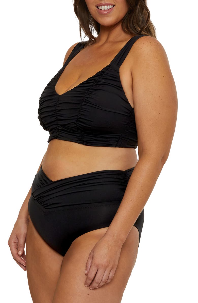 Becca Etc. Marble Canyon High Waist Bikini Bottoms, Alternate, color, Black