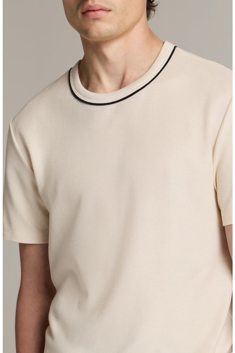 Tipped Pima Cotton Crewneck T-Shirt, Alternate, color, BLANCO