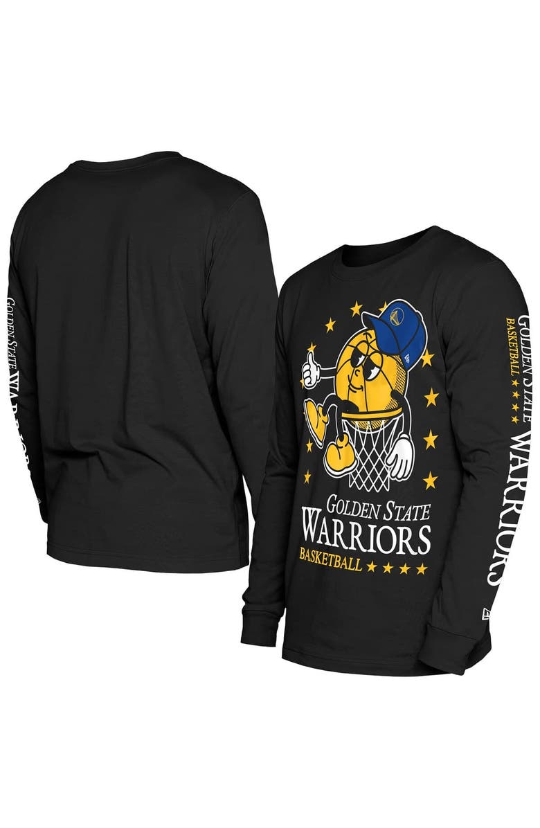 New Era Men's New Era Black Golden State Warriors Old School Sport Long Sleeve T-Shirt, Alternate, color, Black