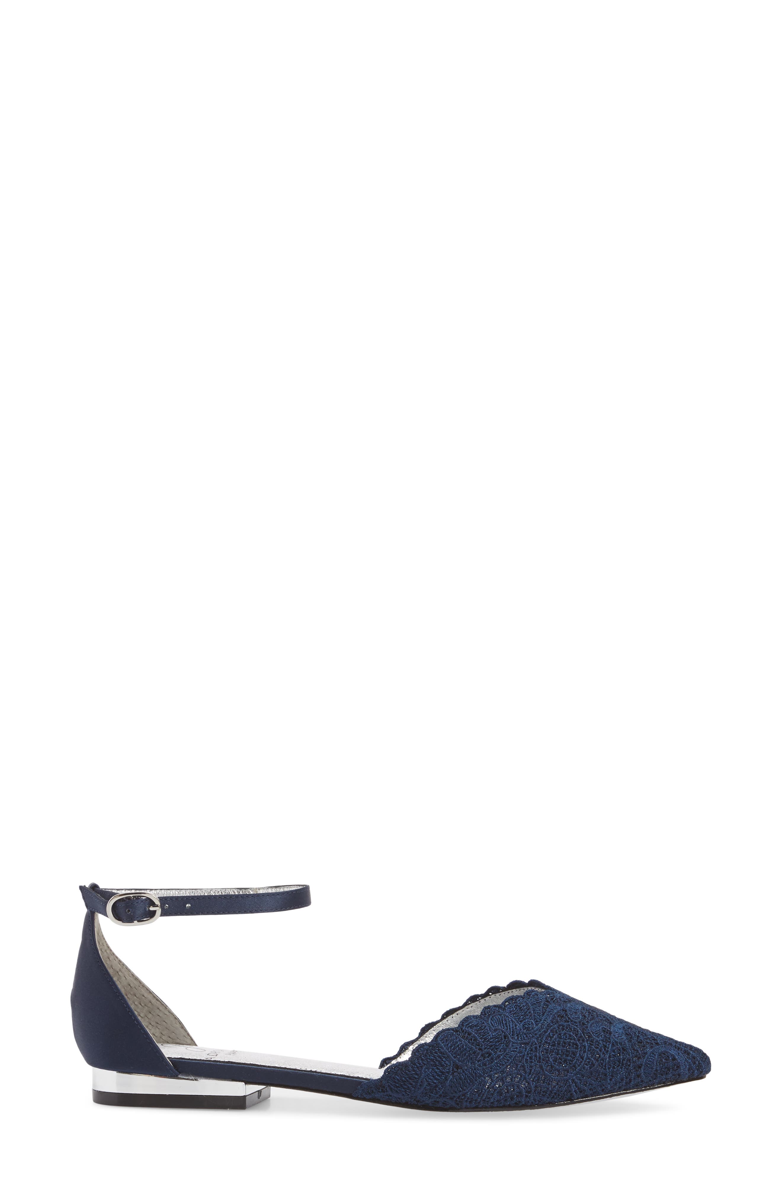 Trala Ankle Strap Flat, Alternate, color, NAVY FABRIC