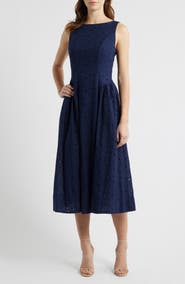 All in Favor Broderie Anglaise Fit & Flare Midi Dress