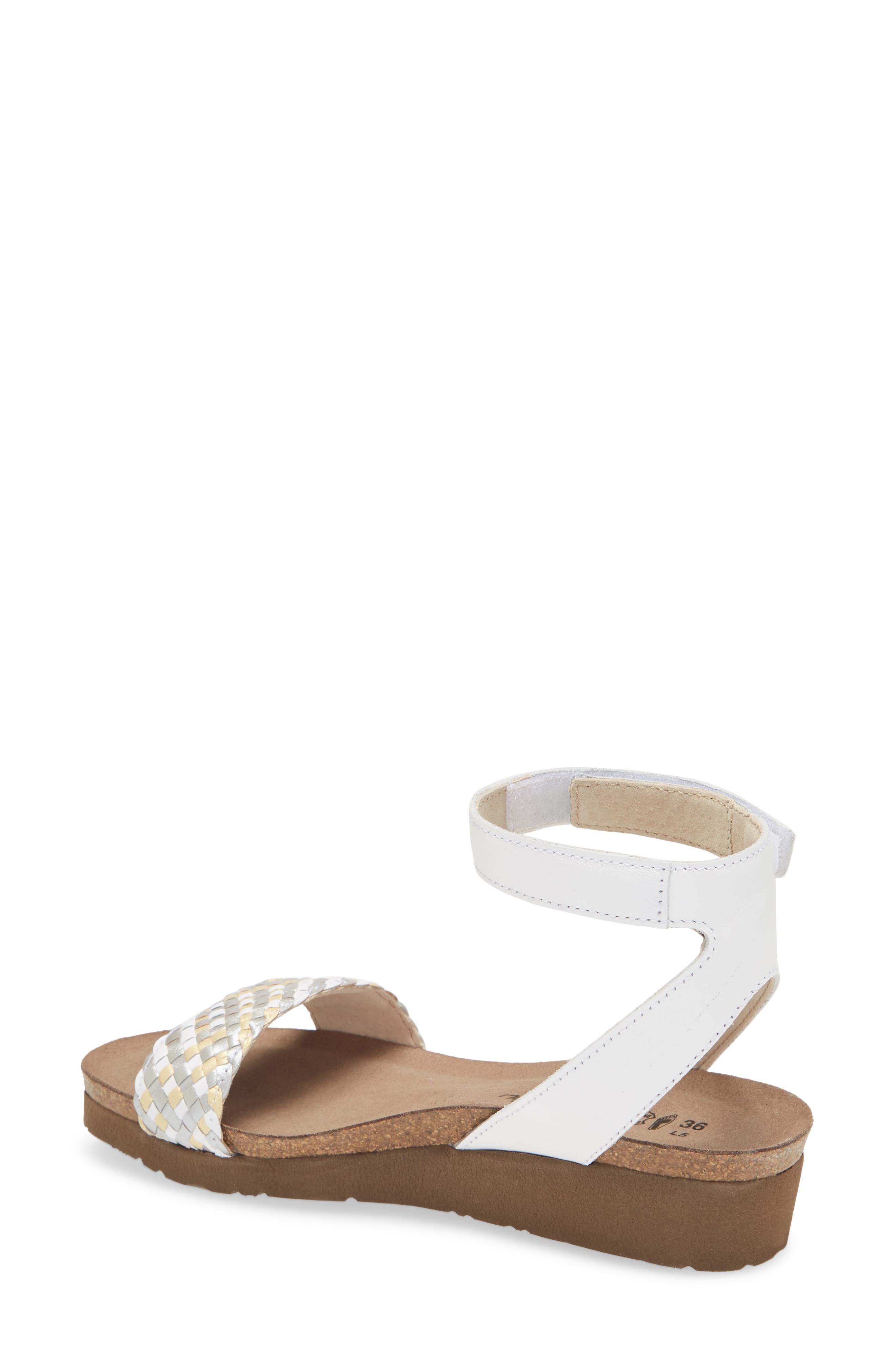 Naot Abbie Ankle Strap Sandal, Alternate, color, White Metallic/ Pearl Leather