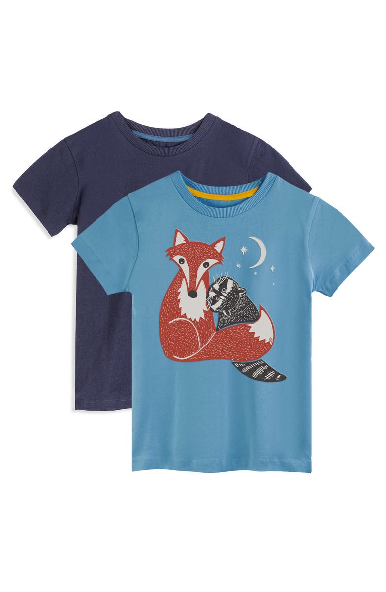 Mightly Organic Cotton Boys Short Sleeve Graphic T-Shirt 2-pack, Main, color, Furry Friends Blue