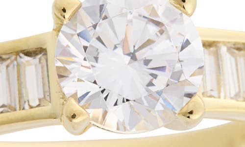 Nordstrom Rack Baguette Flanked Cubic Zirconia Solitaire Ring In Gold